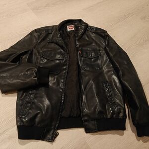 Levi's Dark Leather Bomber Jacket